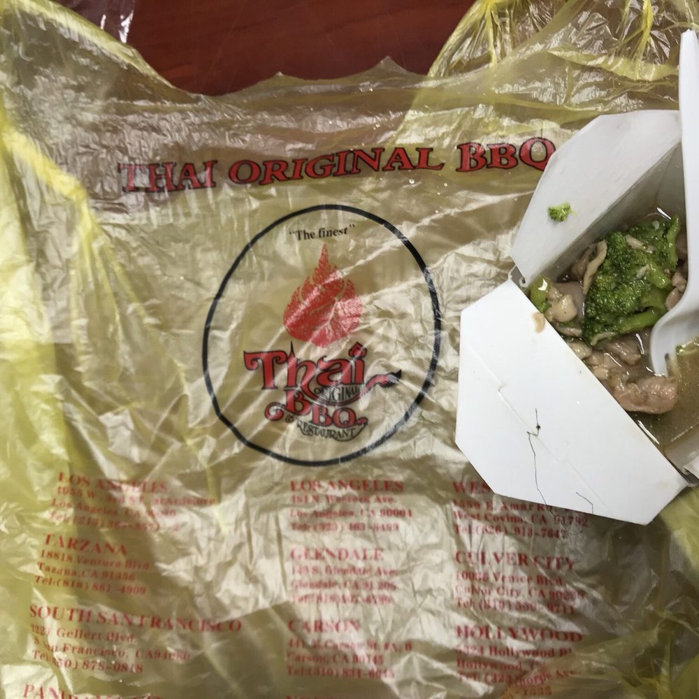Thai Original BBQ Carson - Found this long hair wrapped around my chicken.  NASTY!!! - Thai Near Me - Carson, California