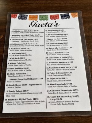 Menu photo 2 Gaeta's Taqueria Gilroy, CA