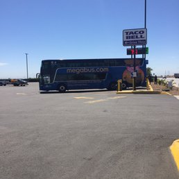 Bus stop in Bakersfield.  Exterior of bus.