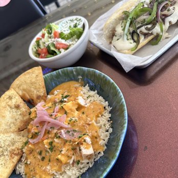 FaiDodos - Chicken coconut curry, side salad, Philly cheesesteak - Tapas/Small Plates Near Me - Sellersburg, Indiana FaiDodos - Chicken coconut curry, side salad, Philly cheesesteak - Tapas/Small Plates Near Me - Sellersburg, Indiana