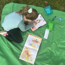 Speak Up Therapies - Doing speech therapy outside on a warm fall day!
