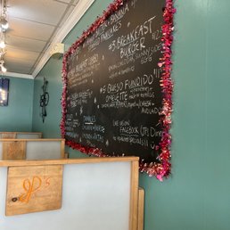a menu on the wall