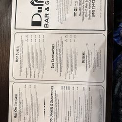Duffer's Bar & Grill - Menu