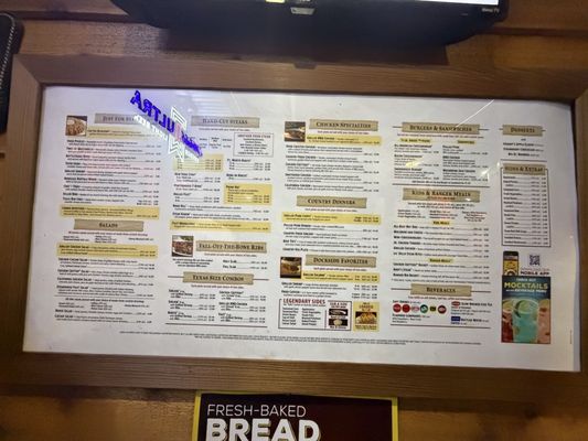 Menu photo 1 Texas Roadhouse Phoenix, AZ