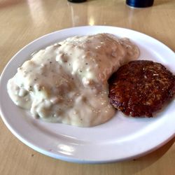 Sweet Tea Express - 1/2 Order Biscuits & Gravy w/pork sausage patty. mmmm, so good!