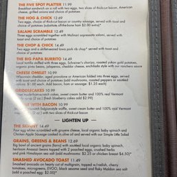 Part of Breakfast Menu