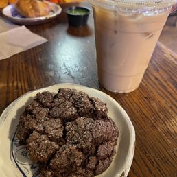 Gluten free brownie cookie & salted caramel iced coffee