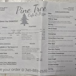 Pine Tree - Pine Tree Cafe & Pizza menu as of 4-20-25.