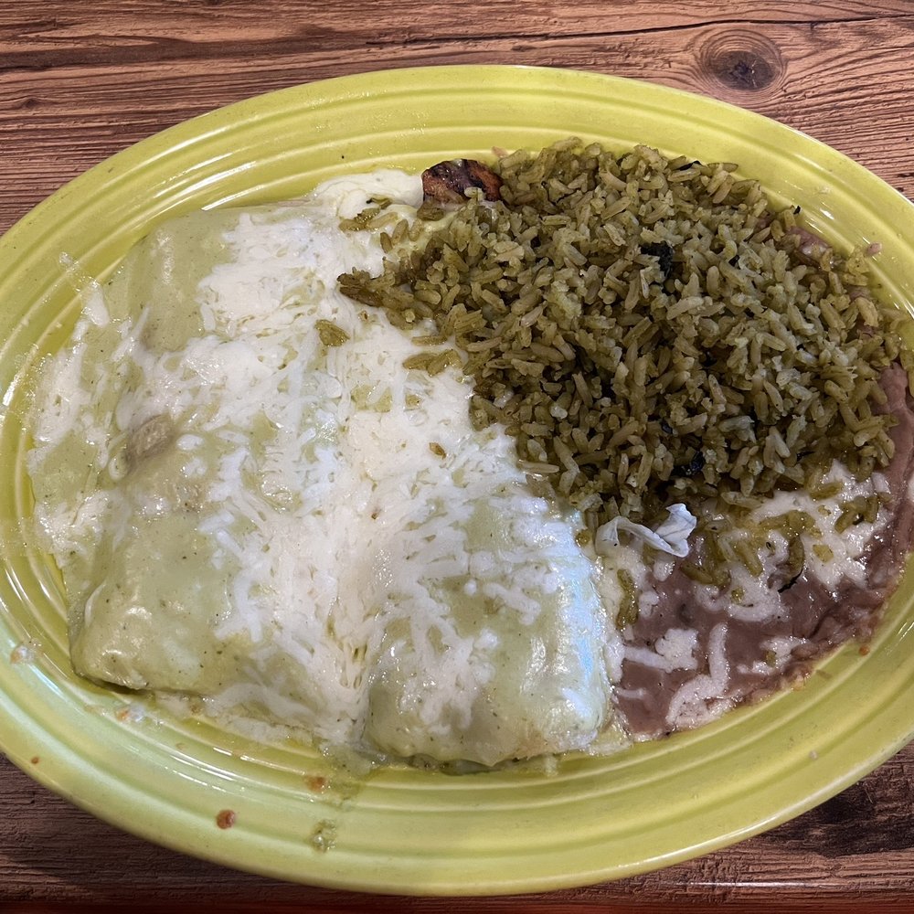 Los Gringos Locos - Enchiladas Poblanas with rice and beans - Mexican Near Me - Apache Junction, Arizona