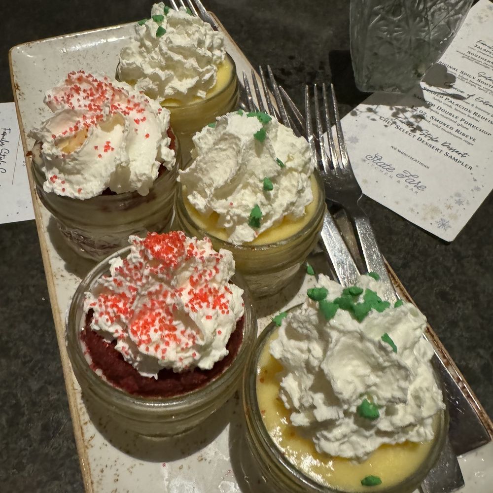 State Fare Kitchen & Bar - Sampler desserts - New American Near Me - Houston, Texas State Fare Kitchen & Bar - Sampler desserts - New American Near Me - Houston, Texas
