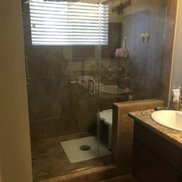 This is the beautiful walk-in shower they built for us!