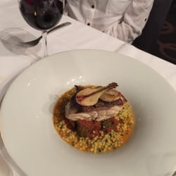 Karinyas Restaurant & Wine Bar - Grouper with spiced tomato, okra, baby onion and Israeli cous cous