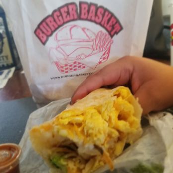 Burger Basket - Breakfast Burrito with no meat and added avocado. Amazing! - Burgers Near Me - Corona, California Burger Basket - Breakfast Burrito with no meat and added avocado. Amazing! - Burgers Near Me - Corona, California
