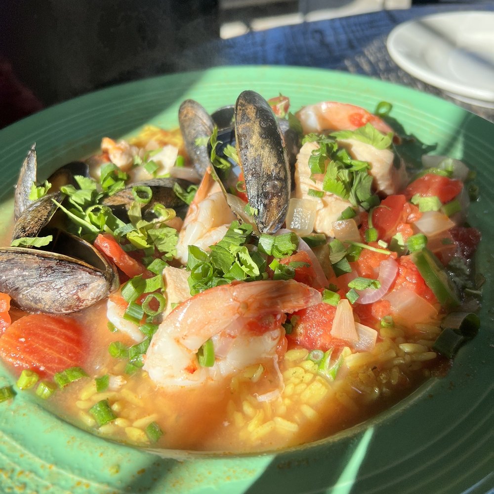 Paella (tasty, but more like cioppino) Paella (tasty, but more like cioppino)