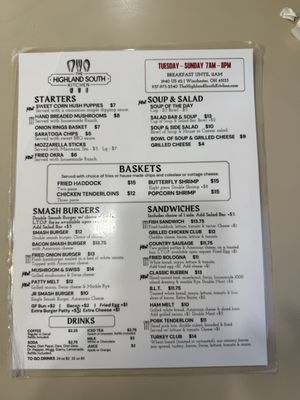 Menu photo 1 The Highlands South Kitchen Winchester, OH Menu photo 1 The Highlands South Kitchen Winchester, OH