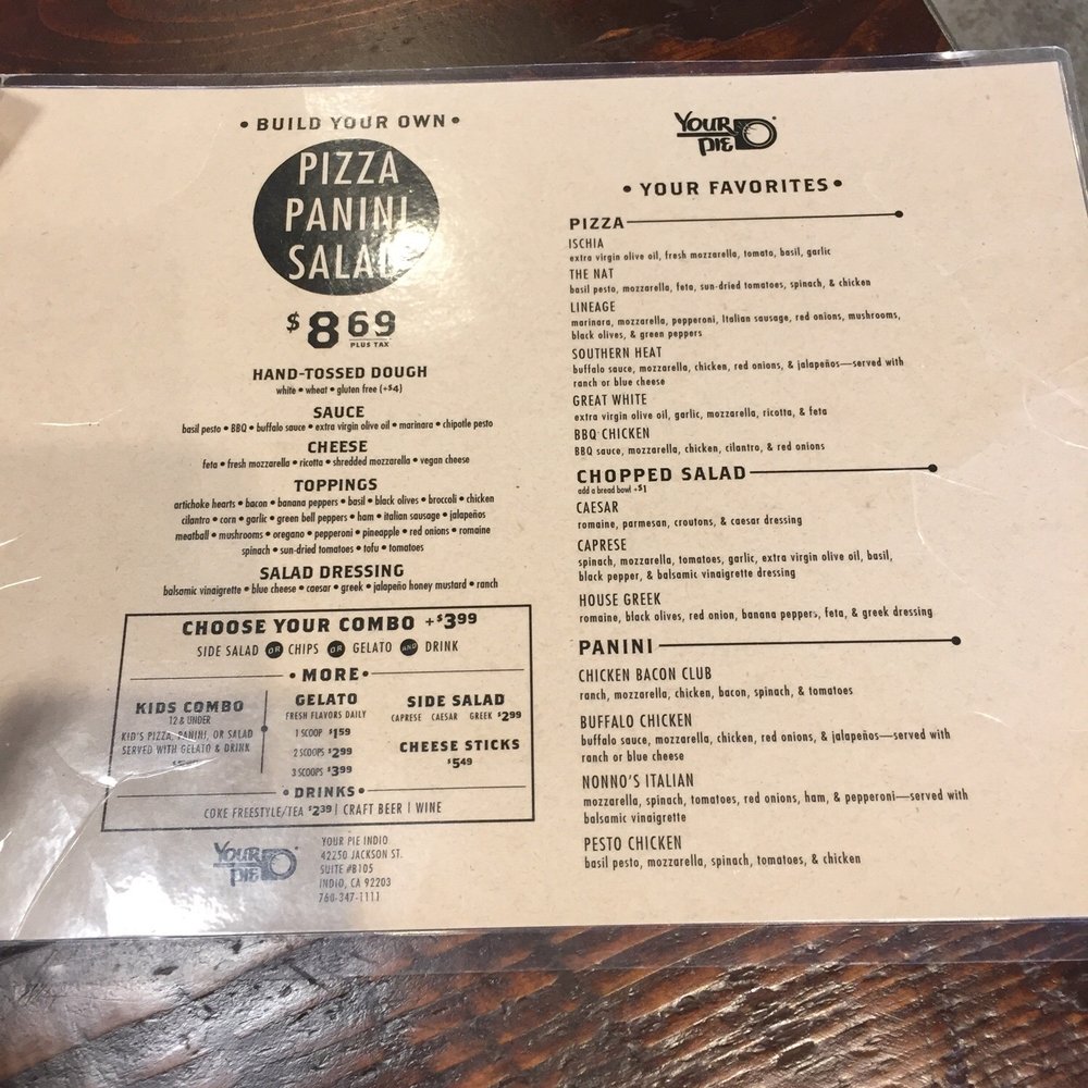 Your Pie Pizza - Easy reading! - Pizza Near Me - Indio, California Your Pie Pizza - Easy reading! - Pizza Near Me - Indio, California