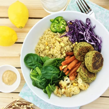 Sprinly - Mediterranean Oasis Bowl with Baked Falafel and Dill Tahini - Food Delivery Services Near Me