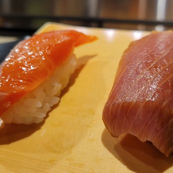 SanKai Sushi - L: Sockeye salmon, $3.50, R: Buri (large wild yellowtail), $5.50 - Sushi Bars Near Me - Edmonds, Washington SanKai Sushi - L: Sockeye salmon, $3.50, R: Buri (large wild yellowtail), $5.50 - Sushi Bars Near Me - Edmonds, Washington