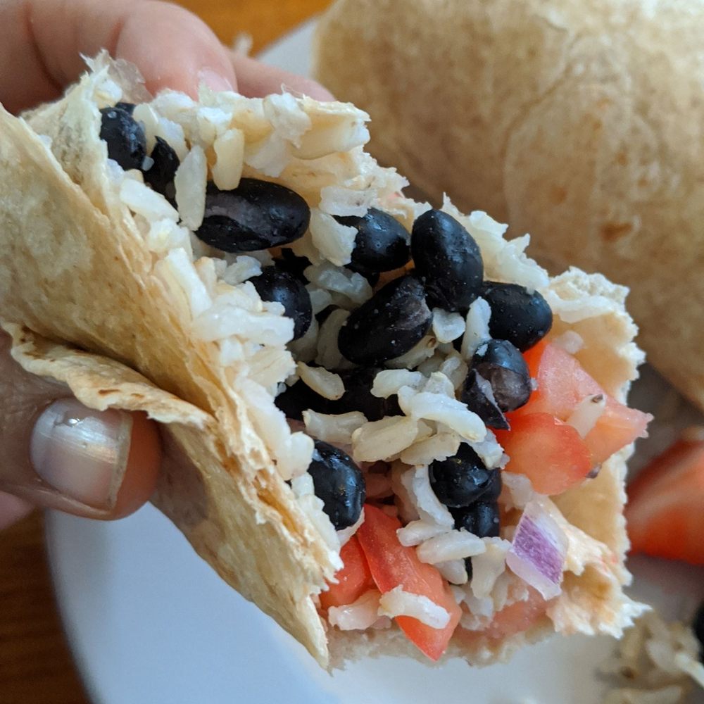 Black bean burrito no dairy