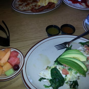 Pancakes R Us - Fruit, egg white and spinach omelet. - Desserts Near Me - Costa Mesa, California