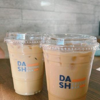 Dash Coffee Bar - Left: Popcorn Latte with Oat milk, Right: Pandan Latte - Coffee & Tea Near Me - Pasadena, California Dash Coffee Bar - Left: Popcorn Latte with Oat milk, Right: Pandan Latte - Coffee & Tea Near Me - Pasadena, California