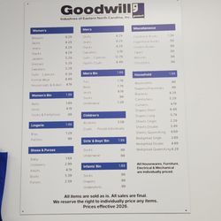 Goodwill Industries of Eastern NC - Morrisville - Fixed prices