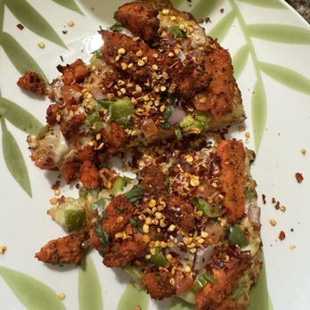 Tandoori Pizza - My DELICIOUS lunch with crushed peppers included! - Indian Near Me - Clovis, California Tandoori Pizza - My DELICIOUS lunch with crushed peppers included! - Indian Near Me - Clovis, California