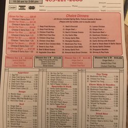 Golden Cottage Chinese & Western Cuisine - Menu October 20, 2017
