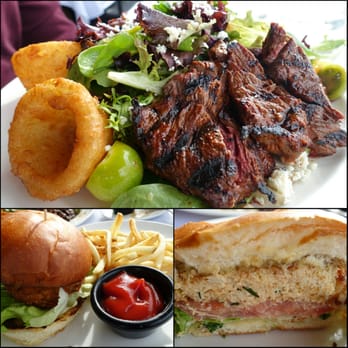 Sbicca Del Mar - Bistro Steak Salad - Crab Cake Sandwich with Fries - Wine Bars Near Me - Del Mar, California Sbicca Del Mar - Bistro Steak Salad - Crab Cake Sandwich with Fries - Wine Bars Near Me - Del Mar, California