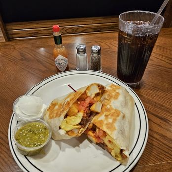 Sourdough Cafe - Breakfast Burrito with Salsa Verde & a Diet Pepsi! - Diners Near Me - Las Vegas, Nevada