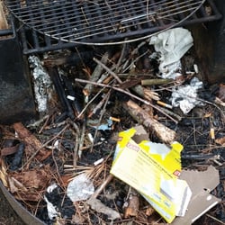 Angle Pond Grove - Our fire pit, not cleaned up for our visit with our 4 - year-old.