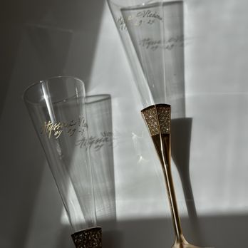 Bed of Letters - Calligraphy Engraving on Waterford Crystal Toasting Flutes - Calligraphy Near Me Bed of Letters - Calligraphy Engraving on Waterford Crystal Toasting Flutes - Calligraphy Near Me