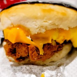 Inside the Spicy Chicken, Egg & Cheese Biscuit Inside the Spicy Chicken, Egg & Cheese Biscuit