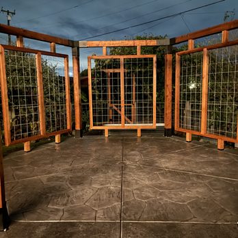 Jabali Construction - Pergola with trellises, and stamped concrete patio - Masonry/Concrete Near Me Jabali Construction - Pergola with trellises, and stamped concrete patio - Masonry/Concrete Near Me
