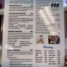Pedicure menu Pedicure menu