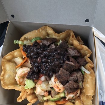 Taco King - Skirt steak and jumbo shrimp tostada salad - Mexican Near Me - West Hempstead, New York