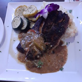 12A Buoy - Grouper with a creamy cajun sauce, seasonal squash and zucchini and gar ki ic mashed potatoes. I wanted to go kiss the chef. - Seafood Near Me - Fort Pierce, Florida