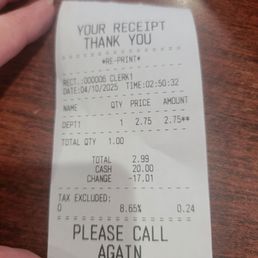 October 3 receipt