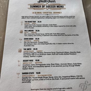 Smith Tower Observatory Bar - Soccer drink menu - Cocktail Bars Near Me - Seattle, Washington Smith Tower Observatory Bar - Soccer drink menu - Cocktail Bars Near Me - Seattle, Washington