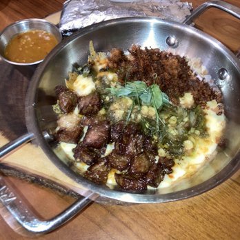 Villa Azteca - Queso fundido with ribeye steak and poblano pepper slices - Mexican Near Me - Salinas, California Villa Azteca - Queso fundido with ribeye steak and poblano pepper slices - Mexican Near Me - Salinas, California