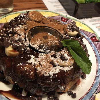 Miss Shirley's Cafe, Inner Harbor - Their famous monkey bread -cinnamon roll type of cake w melted chocolate bananas and chocolate chips - Breakfast & Brunch Near Me - Baltimore, Maryland