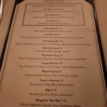 Turner's - Cocktail menu - New American Near Me - Houston, Texas