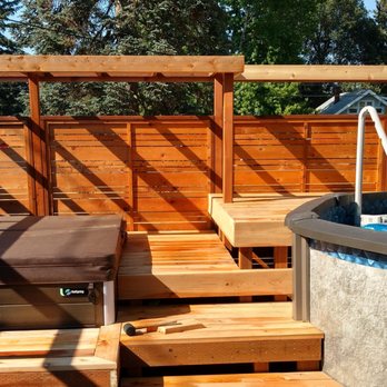 Gallagher Construction - Decking, Privacy Fence and Arbor around pool and hot tub. - General Contractors Near Me - Portland, Oregon Gallagher Construction - Decking, Privacy Fence and Arbor around pool and hot tub. - General Contractors Near Me - Portland, Oregon