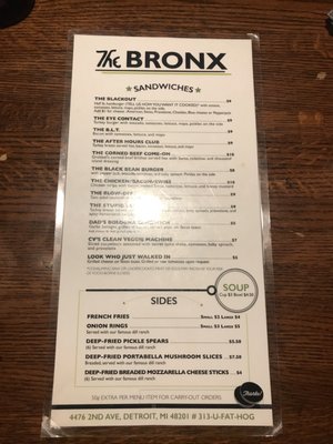 Menu photo 4 Bronx Bar - Detroit Detroit, MI Menu photo 4 Bronx Bar - Detroit Detroit, MI