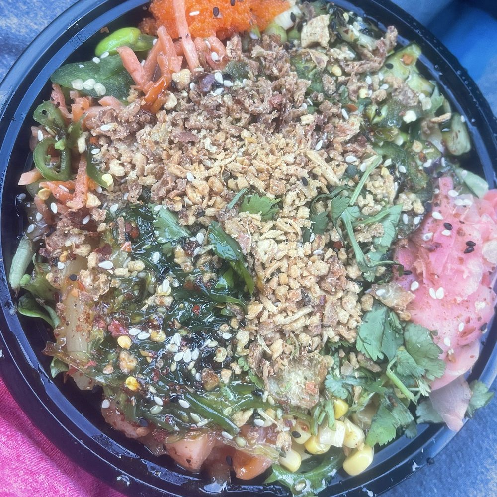 Poke Lounge - Poke bowl with 4 proteins: salmon, marinated tuna, shrimp, and ceviche shrimp - Poke Near Me - Riverside, California Poke Lounge - Poke bowl with 4 proteins: salmon, marinated tuna, shrimp, and ceviche shrimp - Poke Near Me - Riverside, California