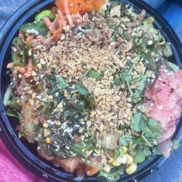 Poke bowl with 4 proteins: salmon, marinated tuna, shrimp, and ceviche shrimp Poke bowl with 4 proteins: salmon, marinated tuna, shrimp, and ceviche shrimp