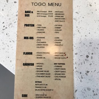 Poké Bar - Menu - Hawaiian Near Me - Johns Creek, Georgia