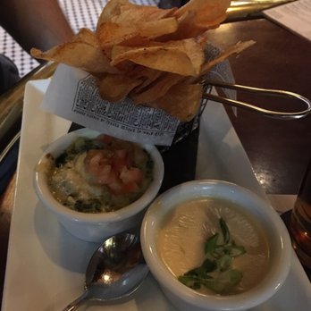 Nicholson's Fine Food & Whiskey - Happy hour chips with beer cheese and spinach dip - Pubs Near Me - Cincinnati, Ohio