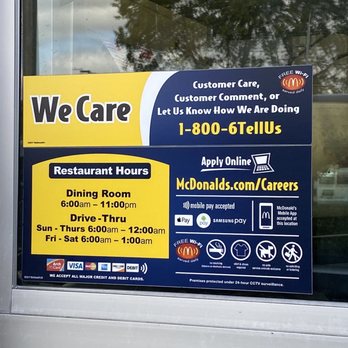 McDonald's - we care sign in window - Fast Food Near Me - Coral Springs, Florida McDonald's - we care sign in window - Fast Food Near Me - Coral Springs, Florida