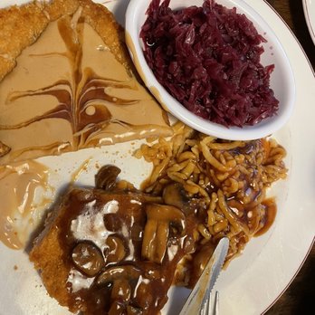 Zur Kate - Half Jaeger (dark sauce & gravy) and half Rahm (sour cream gravy) - German Near Me - Mesa, Arizona Zur Kate - Half Jaeger (dark sauce & gravy) and half Rahm (sour cream gravy) - German Near Me - Mesa, Arizona